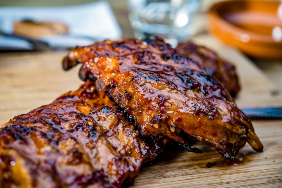 close up of BBQ ribs